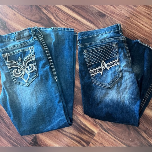 TWO Affliction Men's Bootcut Jeans in Dark and Medium Blue - Blake - Men’s 38